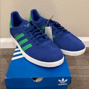 Adidas Gazelle Royal Blue Eternal Green White Indoor Soccer Shoes Mens Size 11.5